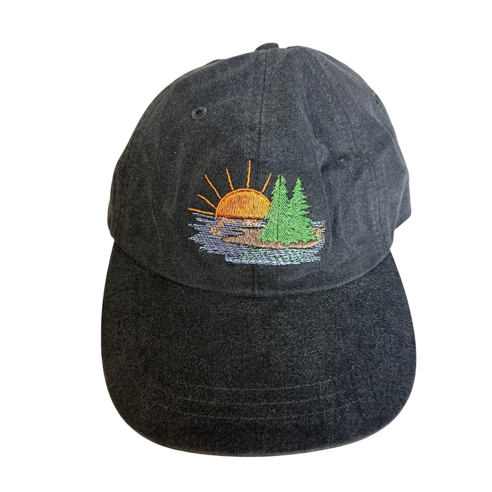 Adams Baseball Cap Mens OSFM Gray Nature Sunset Embroidered Leather Strap LP101